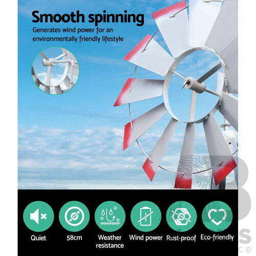 Garden Windmill 4FT 146cm Metal Ornaments Outdoor Decor Ornamental Wind Will