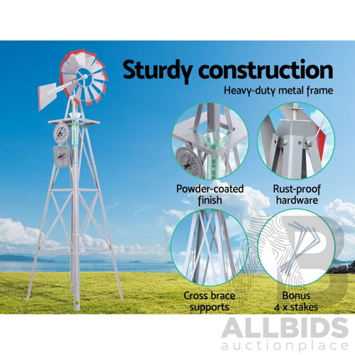 Garden Windmill 4FT 146cm Metal Ornaments Outdoor Decor Ornamental Wind Will