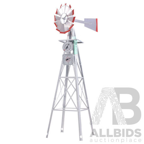 Garden Windmill 6FT 186cm Metal Ornaments Outdoor Decor Ornamental Wind Will