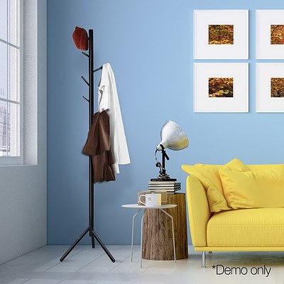 Wooden Coat Rack Clothes Stand Hanger Black - Brand New - Free Shipping