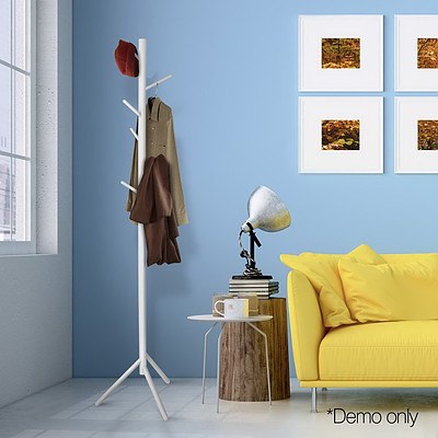 Wooden Coat Rack Clothes Stand Hanger White - Brand New - Free Shipping