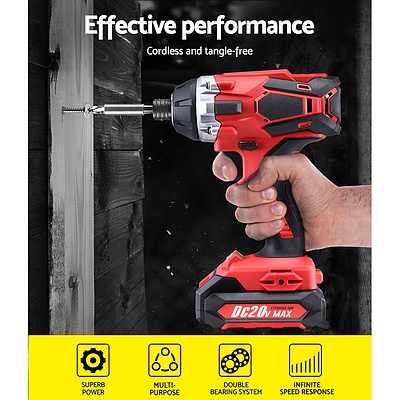 Impact Driver Cordless 20V Lithium Battery Electric Screwdriver Hex Tool
