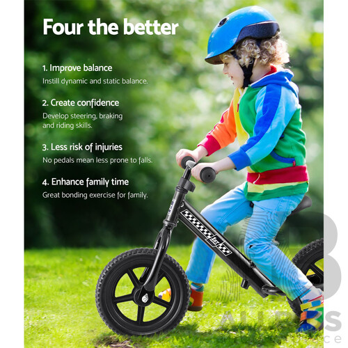 Kids Balance Bike Ride On Toys Push Bicycle Wheels Toddler Baby 12" Bikes Black - Brand New - Free Shipping