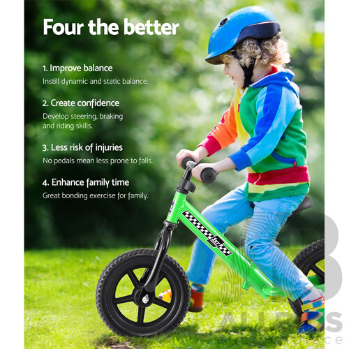 Kids Balance Bike Ride On Toys Puch Bicycle Wheels Toddler Baby 12" Bikes Green - Brand New - Free Shipping