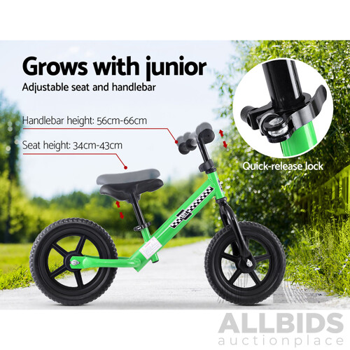 Kids Balance Bike Ride On Toys Puch Bicycle Wheels Toddler Baby 12" Bikes Green - Brand New - Free Shipping