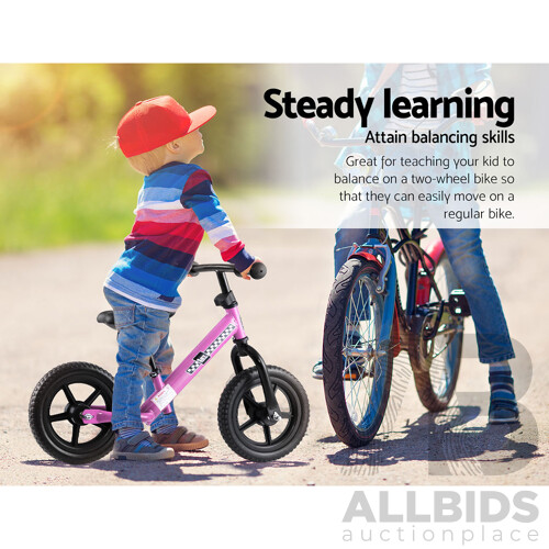 Kids Balance Bike Ride On Toys Push Bicycle Wheels Toddler Baby 12" Bikes Pink - Brand New - Free Shipping