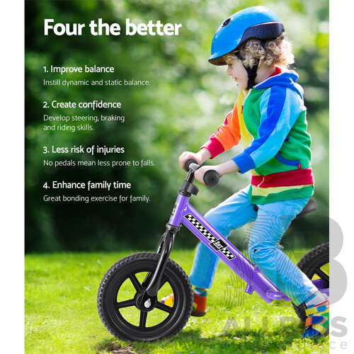 Kids Balance Bike Ride On Toys Puch Bicycle Wheels Toddler Baby 12" Bikes Purple - Brand New - Free Shipping