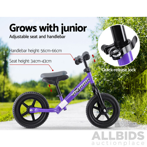 Kids Balance Bike Ride On Toys Puch Bicycle Wheels Toddler Baby 12" Bikes Purple - Brand New - Free Shipping
