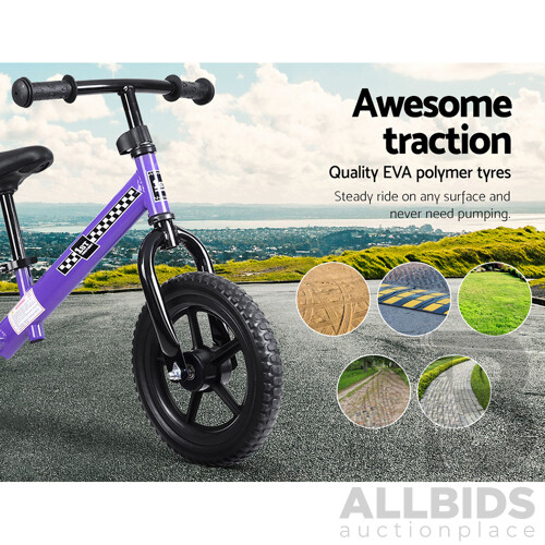 Kids Balance Bike Ride On Toys Puch Bicycle Wheels Toddler Baby 12" Bikes Purple - Brand New - Free Shipping