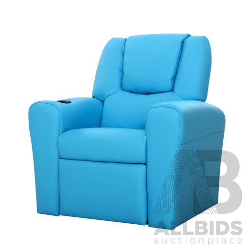 Kids Padded PU Leather Recliner Chair - Blue - Brand New - Free Shipping