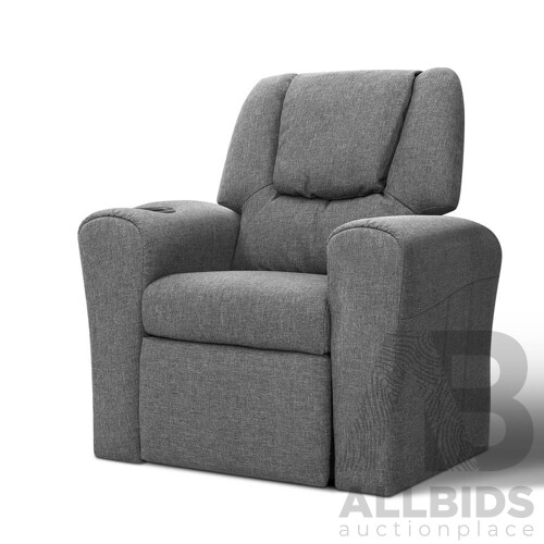 Kid's Linen Fabric Reclining Arm Chair - Grey - Free Shipping