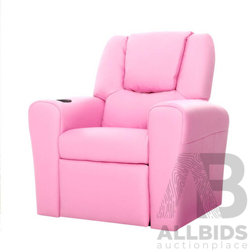 Kids Padded PU Leather Recliner Chair  - Pink - Free Shipping
