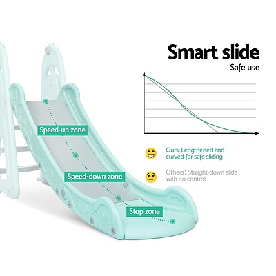 Kids Slide Swing Outdoor Indoor Playground Basketball Hoop Toddler Play Green - Brand New - Free Shipping