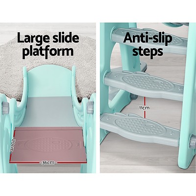 Kids Slide Swing Outdoor Indoor Playground Basketball Hoop Toddler Play Green - Brand New - Free Shipping