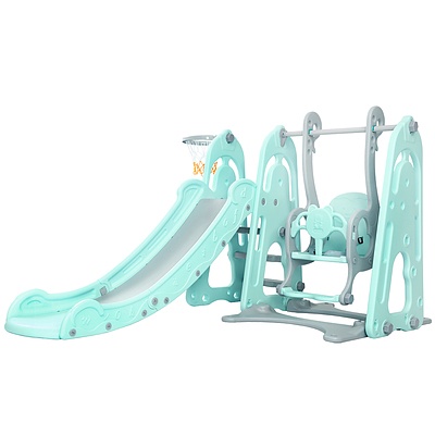 Kids Slide Swing Outdoor Indoor Playground Basketball Hoop Toddler Play Green - Brand New - Free Shipping