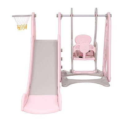 Kids Slide Swing Outdoor Playground Basketball Hoop Playset Indoor Pink - Brand New - Free Shipping