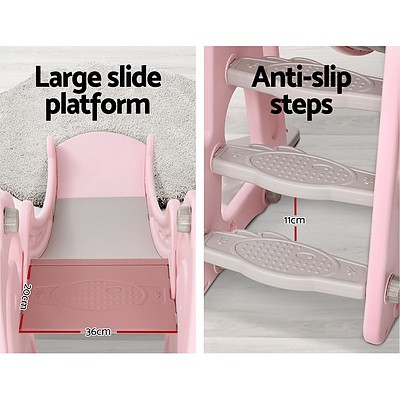 Kids Slide Swing Outdoor Playground Basketball Hoop Playset Indoor Pink - Brand New - Free Shipping