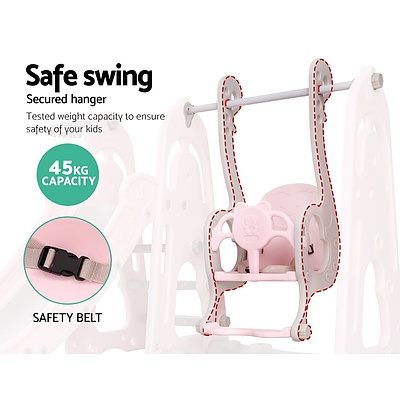Kids Slide Swing Outdoor Playground Basketball Hoop Playset Indoor Pink - Brand New - Free Shipping