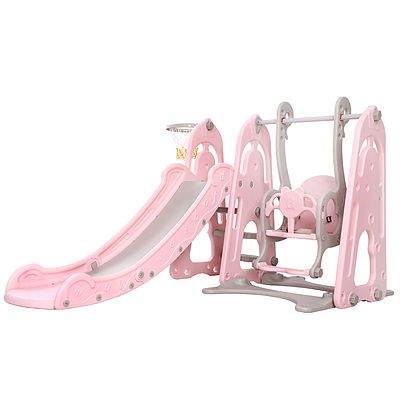 Kids Slide Swing Outdoor Playground Basketball Hoop Playset Indoor Pink - Brand New - Free Shipping