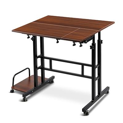 Mobile Twin Laptop Desk - Dark Wood