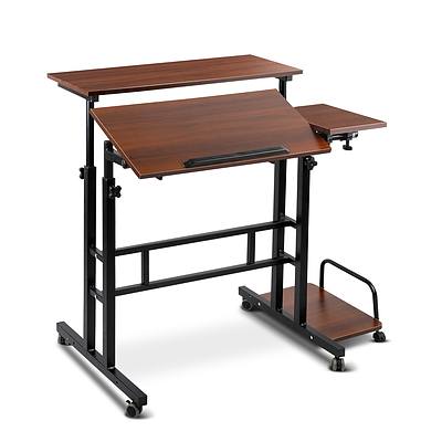 Mobile Twin Laptop Desk - Dark Wood
