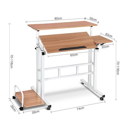 Mobile Twin Laptop Desk - Light Wood - Free Shipping