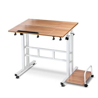 Mobile Twin Laptop Desk - Light Wood - Free Shipping