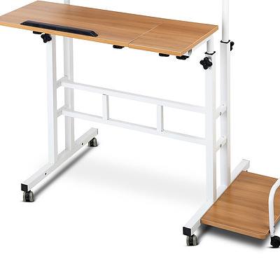Mobile Twin Laptop Desk - Light Wood - Free Shipping