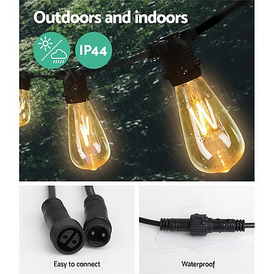 50m LED Festoon String Lights 50 Bulbs Kits Wedding Party Christmas ST64 - Brand New - Free Shipping