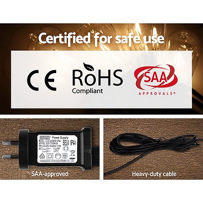 50m LED Festoon String Lights 50 Bulbs Kits Wedding Party Christmas ST64 - Brand New - Free Shipping