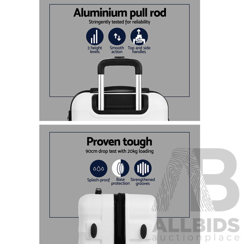 2 Piece Lightweight Hard Suit Case Luggage White - Brand New - Free Shipping