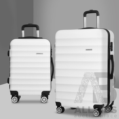 2 Piece Lightweight Hard Suit Case Luggage White - Brand New - Free Shipping