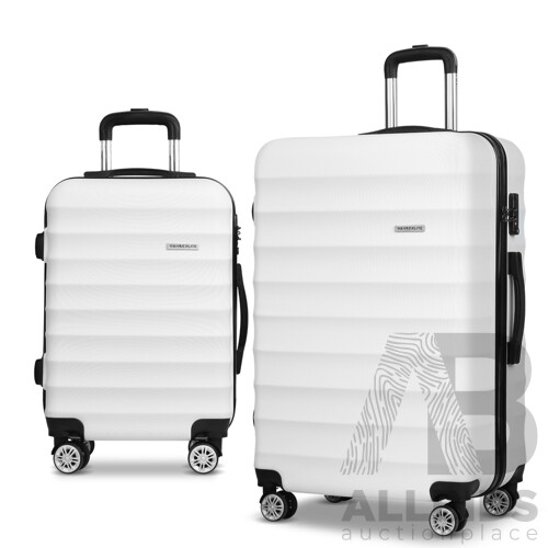 2 Piece Lightweight Hard Suit Case Luggage White - Brand New - Free Shipping
