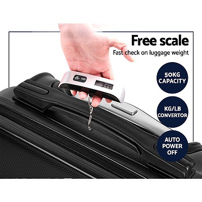 3 Piece Lightweight Hard Suit Case Luggage Black - Brand New - Free Shipping