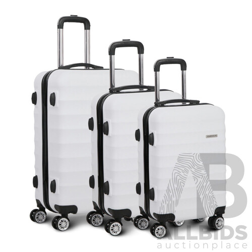 3 Piece Lightweight Hard Suit Case Luggage White