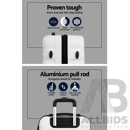 3 Piece Lightweight Hard Suit Case Luggage White