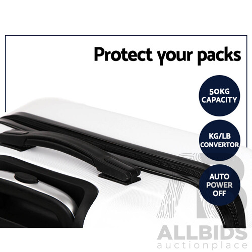3 Piece Lightweight Hard Suit Case Luggage White