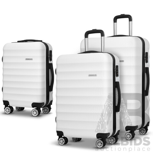 3 Piece Lightweight Hard Suit Case Luggage White
