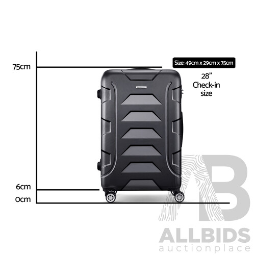 28 Luggage Sets Suitcase Trolley Travel Hard Case Lightweight Black