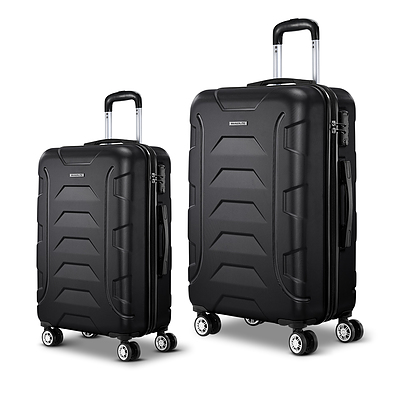2PCS Carry On Luggage Sets Suitcase TSA Travel Hard Case Lightweight Black