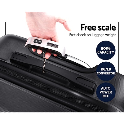 2PCS Carry On Luggage Sets Suitcase TSA Travel Hard Case Lightweight Black