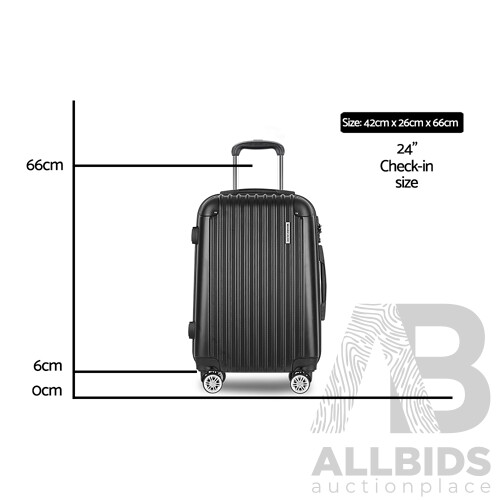 24inch Lightweight Hard Suit Case Luggage Black