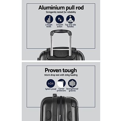 2 Piece Lightweight Hard Suit Case Luggage Black