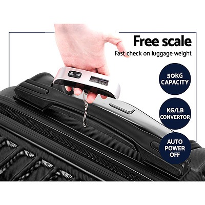 2 Piece Lightweight Hard Suit Case Luggage Black