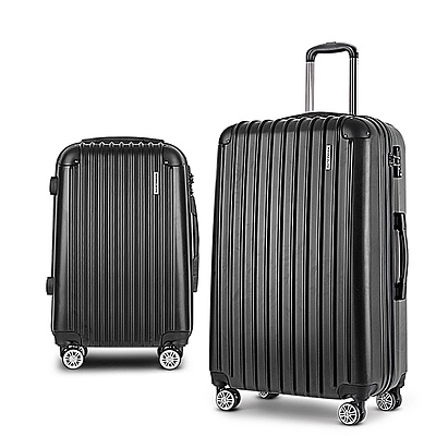 2 Piece Lightweight Hard Suit Case Luggage Black