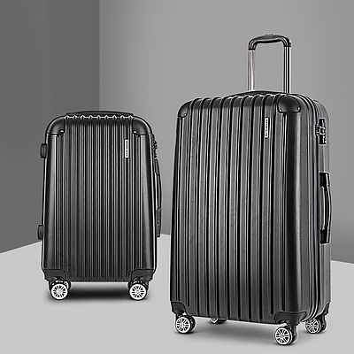 2PCS Carry On Luggage Sets Suitcase Travel Hard Case Lightweight Black