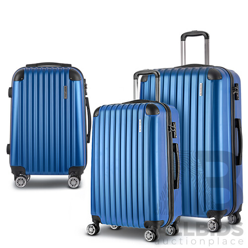 3pc Luggage Sets Suitcases Set Travel Hard Case Lightweight Blue