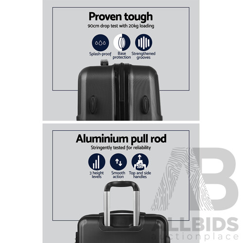 2 Piece Lightweight Hard Suit Case Luggage Black