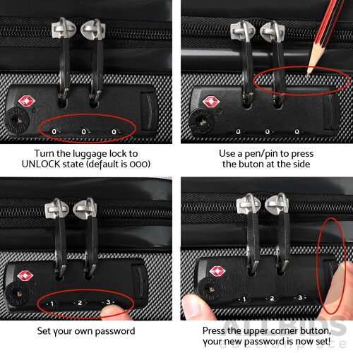 2 Piece Lightweight Hard Suit Case Luggage Black