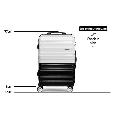 Lightweight Hard Suit Case Luggage Black & White - Brand New - Free Shipping